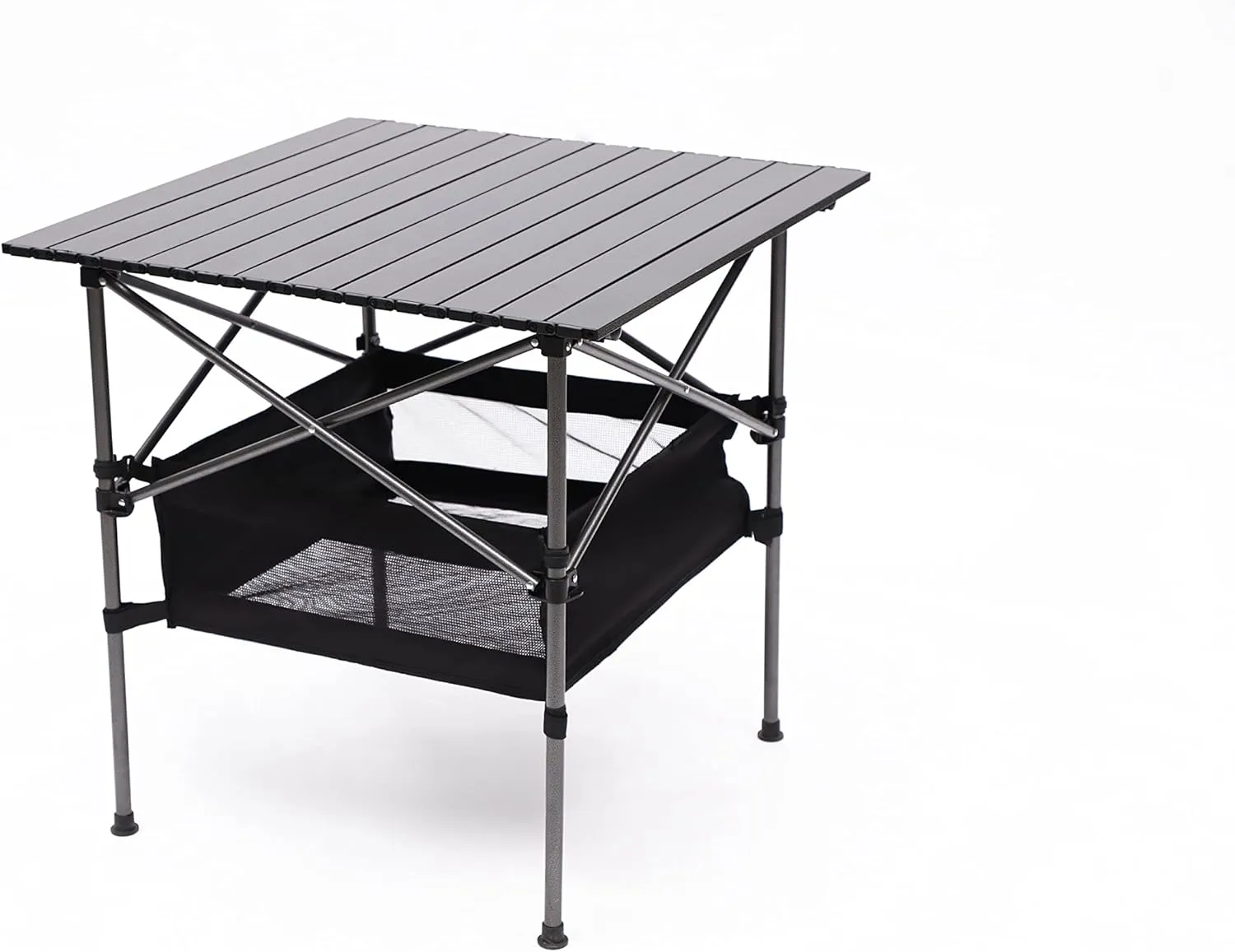 Folding Camping Table Lightweight Aluminum Table for Outdoor BBQ Backyard Patio Party 120Lbs (Black2, 27.56" L x 27.56 "W x 27.56 "H)
