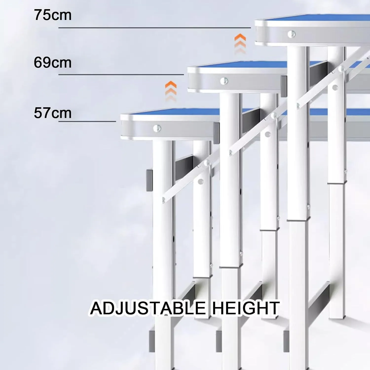 Folding Camping Table Portable Adjustable Height Aluminum Folding Beach Table for Indoor Outdoor Picnic Backyard(White,120 * 60cm)