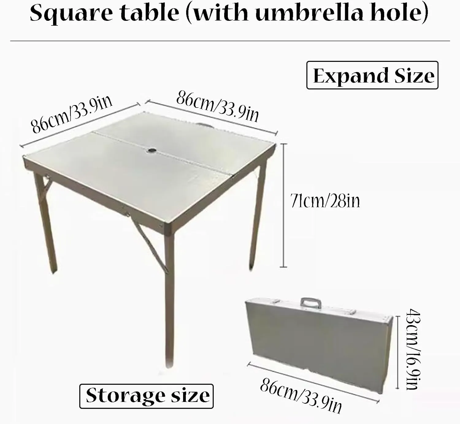 Folding Camping Table Square-shaped Picnic Table Aluminum Alloy Camping Table Roll Up Desktop with Storage Bag for Outdoor