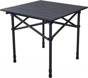 Folding Camping Table with Mesh Bag, Portable Camping Table, Lightweight Aluminum Roll-Up Folding Table, for Outdoor Camping, Picnics, Beach, Backyard, TABLE_21.6IN/55CM, Black