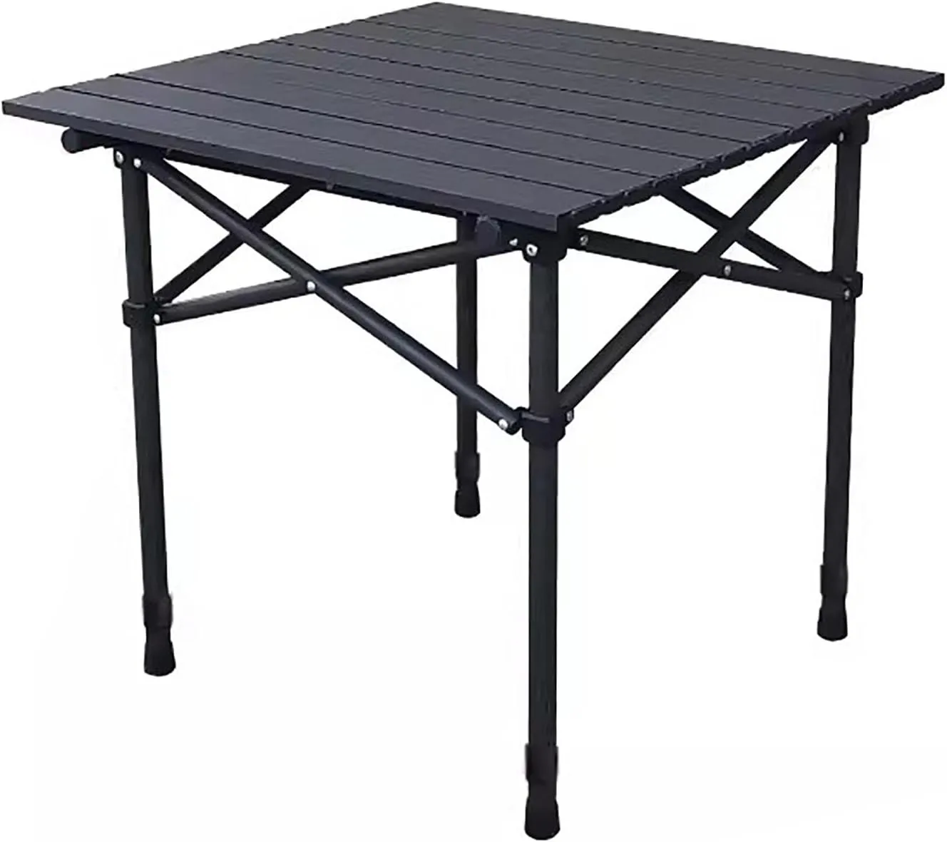 Folding Camping Table with Mesh Bag, Portable Camping Table, Lightweight Aluminum Roll-Up Folding Table, for Outdoor Camping, Picnics, Beach, Backyard, TABLE_21.6IN/55CM, Black