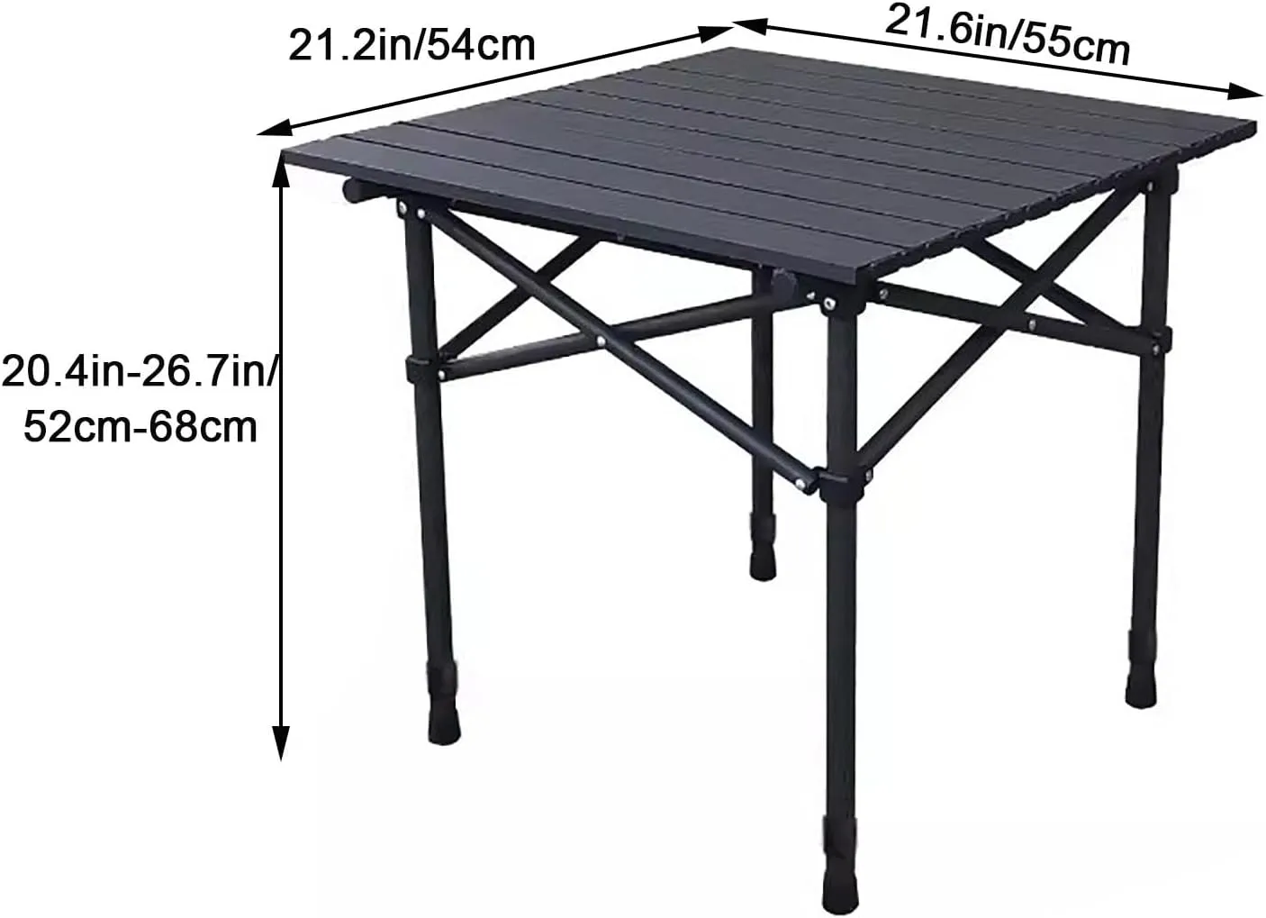 Folding Camping Table with Mesh Bag, Portable Camping Table, Lightweight Aluminum Roll-Up Folding Table, for Outdoor Camping, Picnics, Beach, Backyard, TABLE_21.6IN/55CM, Black