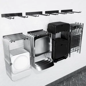 Folding Chair Storage Rack Wall Mount, Garden Tool Hanger for Garage Organization, Patio, Beach & Camping Chairs Organizer Hooks, Holds 480 lbs - 4 Pack