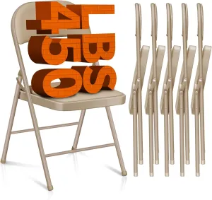Folding Chairs with Padded Seats - 4 Pack Padded Folding Chair with Steel Frame for Home and Office, Indoor and Outdoor Events, 450 Pound Capacity (Kahki, Set of 6)