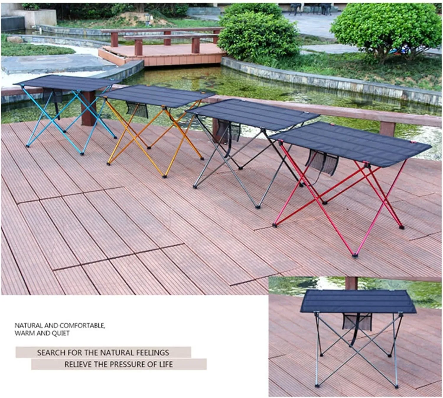 Folding Dining Table Aluminium Alloy Ultra Light Folding Desk Portable Foldable Table Camping Outdoor Fur Computer Bed Tables Picnic (Color : Orange)
