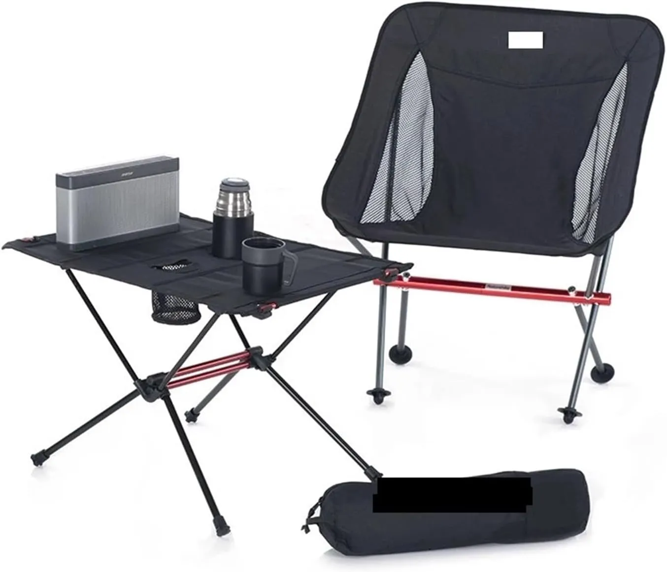 Folding Dining Table Outdoor Folding Camping Table Foldable Picnic Table Camping Table Ultralight Collapsible Aluminum Roll Up, Black (652g)