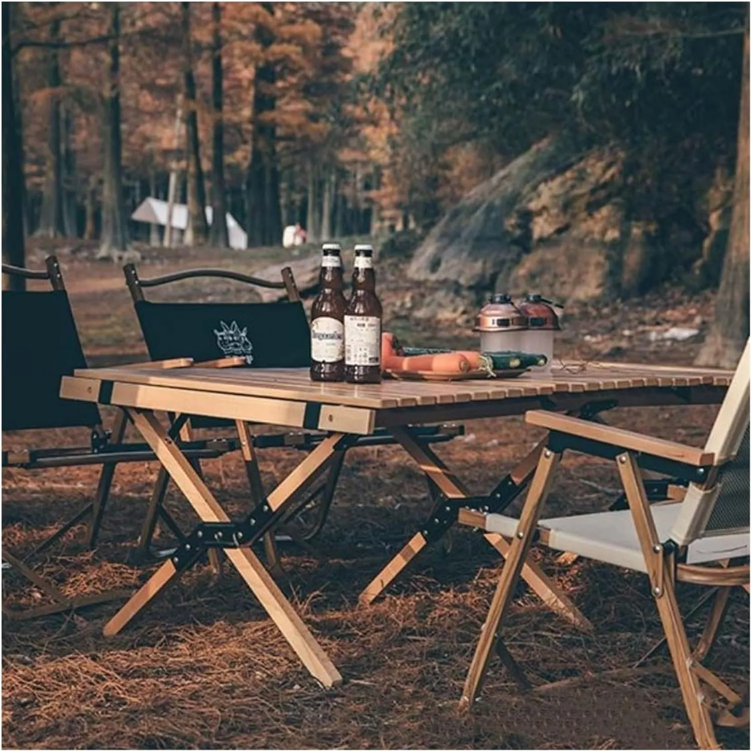 Folding Dining Table Outdoor Picnic Barbecue Tours Tableware Table for Camping Folding Egg Roll Table Portable Foldable Wood Table (Color : 120x60x43CM)
