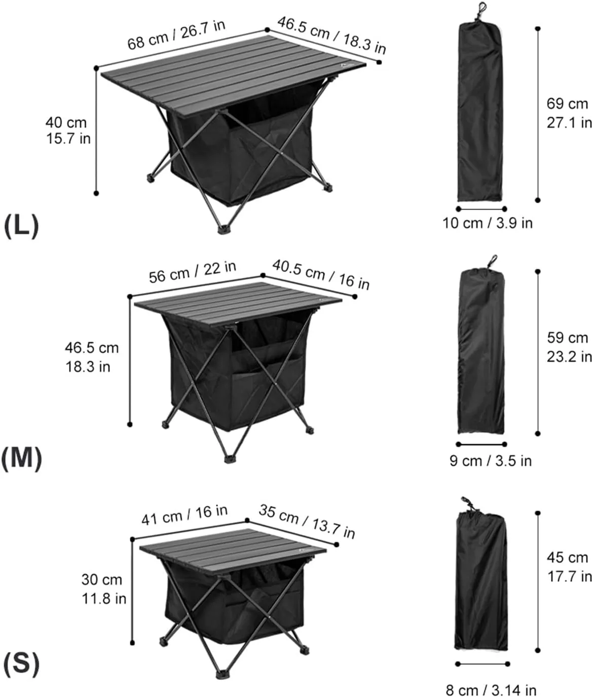 Folding Dining Table Outdoor Recreation Kitchen Tourist PlianteTravel Supplies Tourism Camping Folding Roll Tables Picnic Foldable Desks (Color : S Table with Bag)