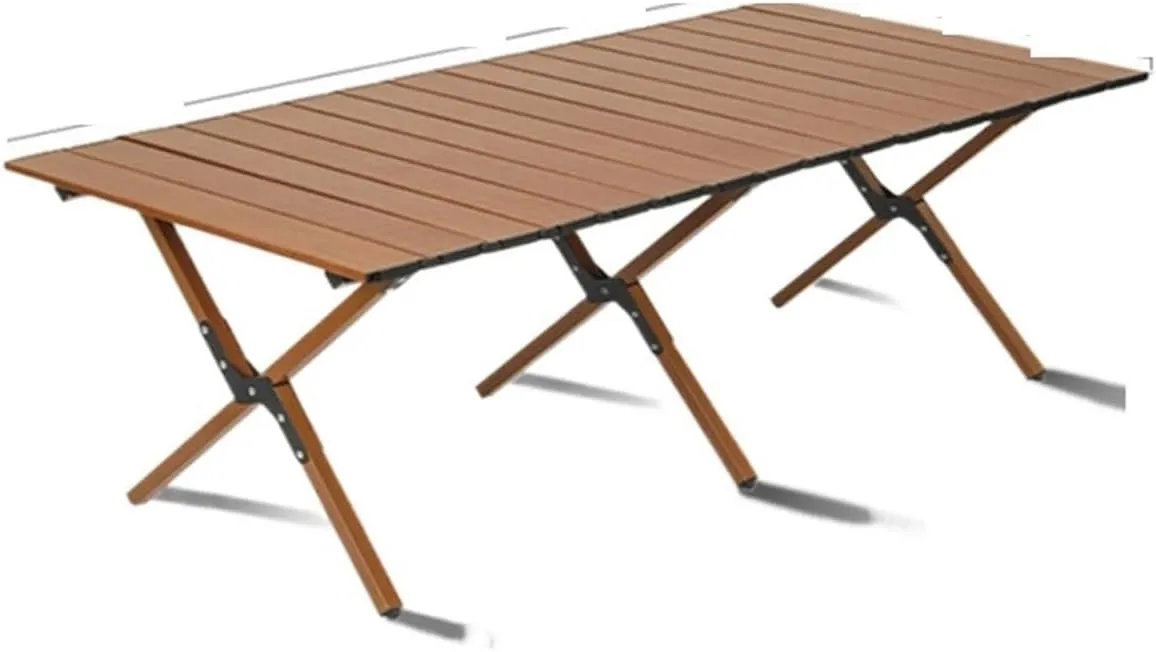 Folding Dining Table Portable Aluminum Alloy Egg Roll Table Camping Folding Table Picnic Table Camping Outdoor Camping Tables and airs Folding (Color : Walnut 120CM)
