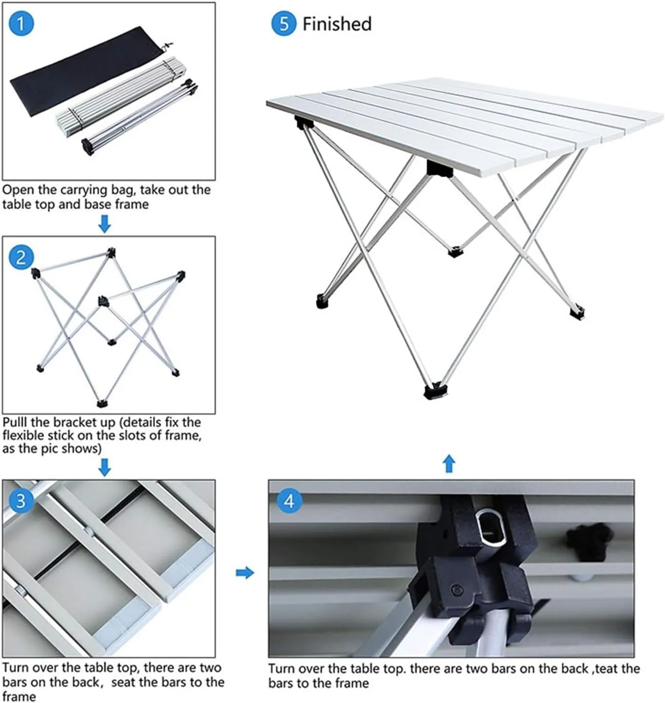 Folding Dining Table Portable Folding Camping Table with Carry Bag for Outdoor, Fishing Ultralight Aluminum Camp Table (Color : Matte)