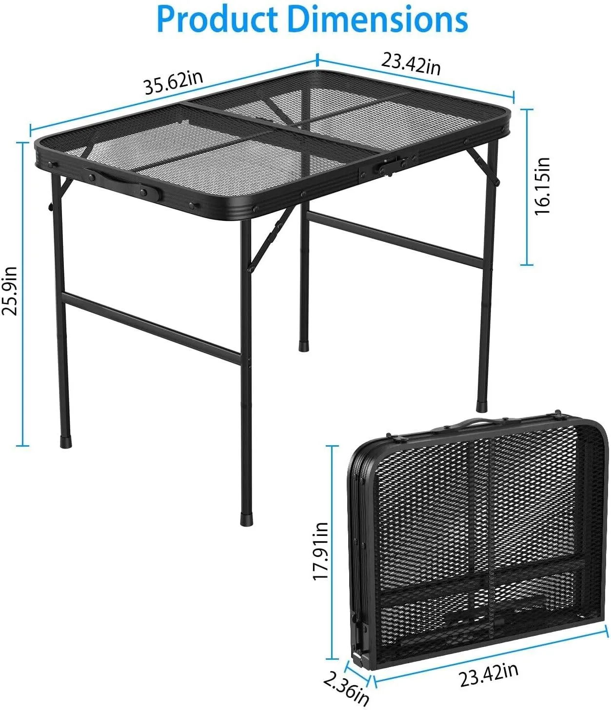Folding Grill Table for Outdoor, Small Portable Grilling Table with Mesh Desktop (Foldable Camping Table)