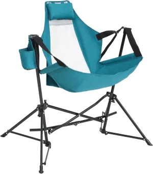Folding Hammock Camping Chair with Adjustable Straps, Durable Steel Frame for Outdoor Use, Blue