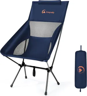 Folding High Back Camping Chair for Outside,Lightweight Camp Chair, Portable Compact for Adults with Carrying Bag, for Hiking Lawn Picnic&Fishing(Navy Blue)