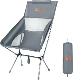 Folding High Back Camping Chair for Outside,Portable Camp Chair for Adults, Lightweight Compact with Carry Bag, for Hiking Lawn Picnic&Fishing (Light Gray)
