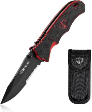 Folding Hunting Knife 4.2 - Blade Military-Grade Double Safety Lock Tactical Gear with Sheath