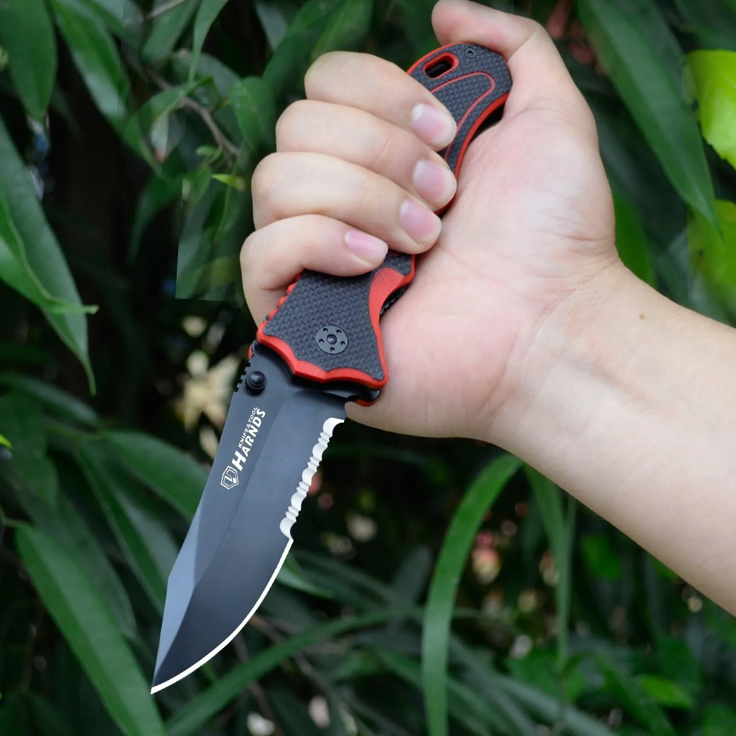 Folding Hunting Knife 4.2 - Blade Military-Grade Double Safety Lock Tactical Gear with Sheath