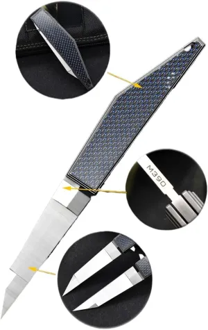 Folding knife, handmade M390 pearl polished blade, titanium and carbon fiber handle EDC tool knife, suitable for outdoor camping, hiking, hunting, survival