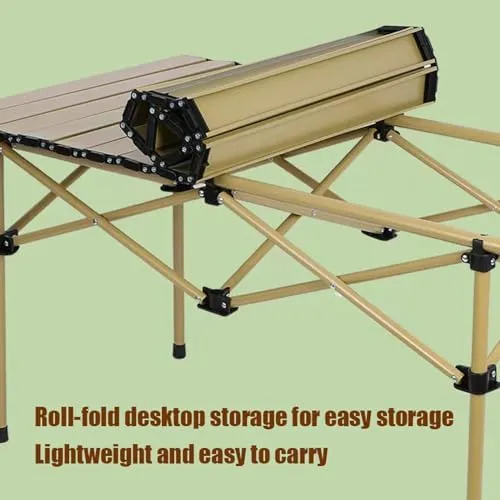 Folding Outdoor Camping Picnic Tables and Chairs, Carbon Steel Foldable Roll-up Table Top Small Picnic Table, Portable Fishing Chair Set, Easy to Assemble (White96cm5PCSWhite Chair)