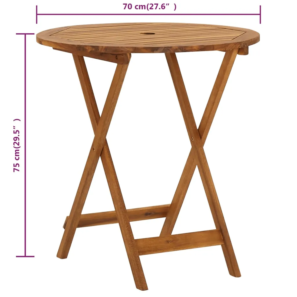 Folding Patio Table 35.4"x35.4"x29.5" Solid Acacia Wood