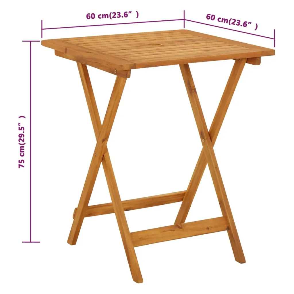 Folding Patio Table 35.4"x35.4"x29.5" Solid Acacia Wood