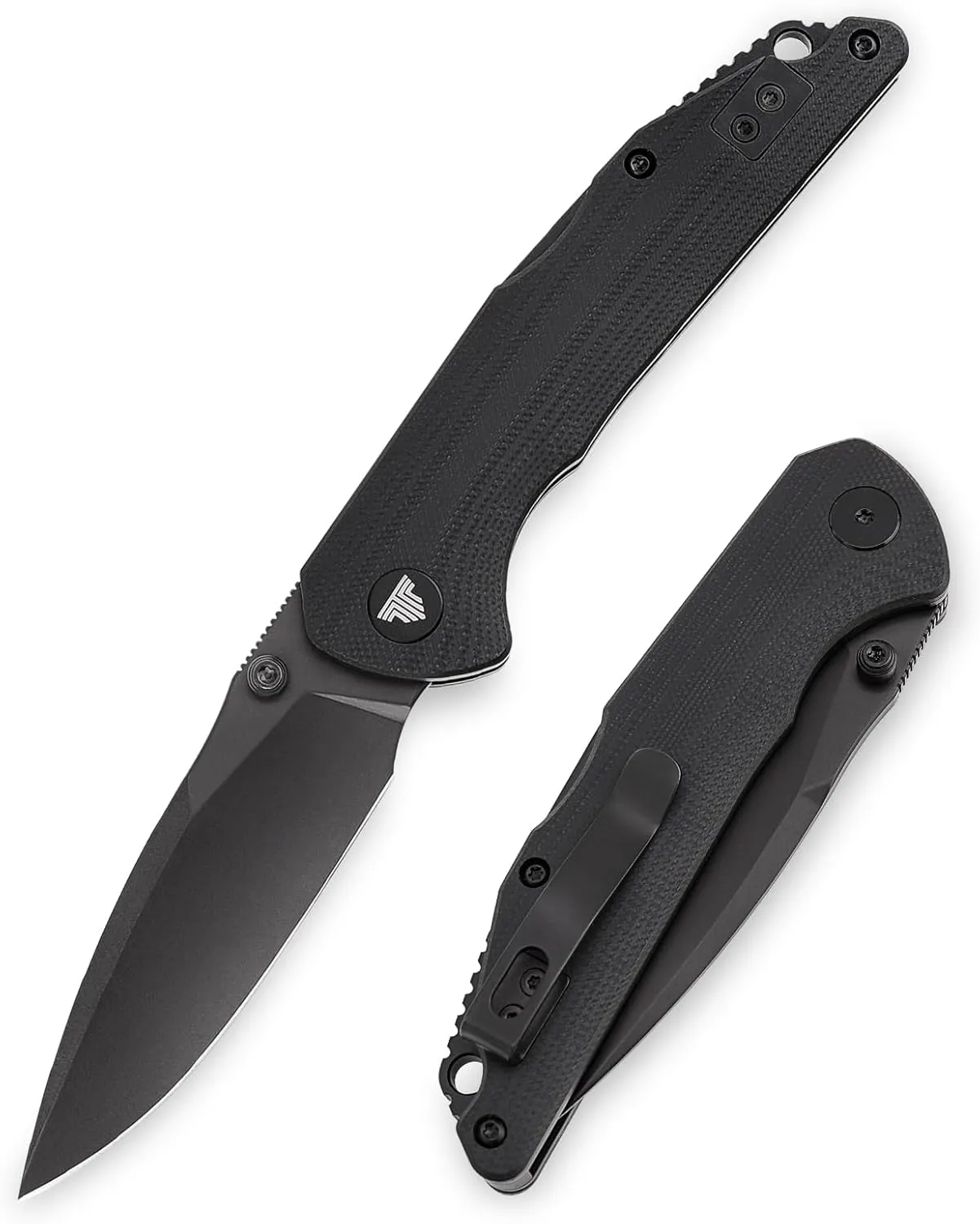 Folding Pocket Knife for Men,Lockback EDC Knife with Reversible Clip,3.3in 14C28N Thumb Studs Blade,Camping Knives,OutdoorTool,Arae-03B（PVD Blackwash）