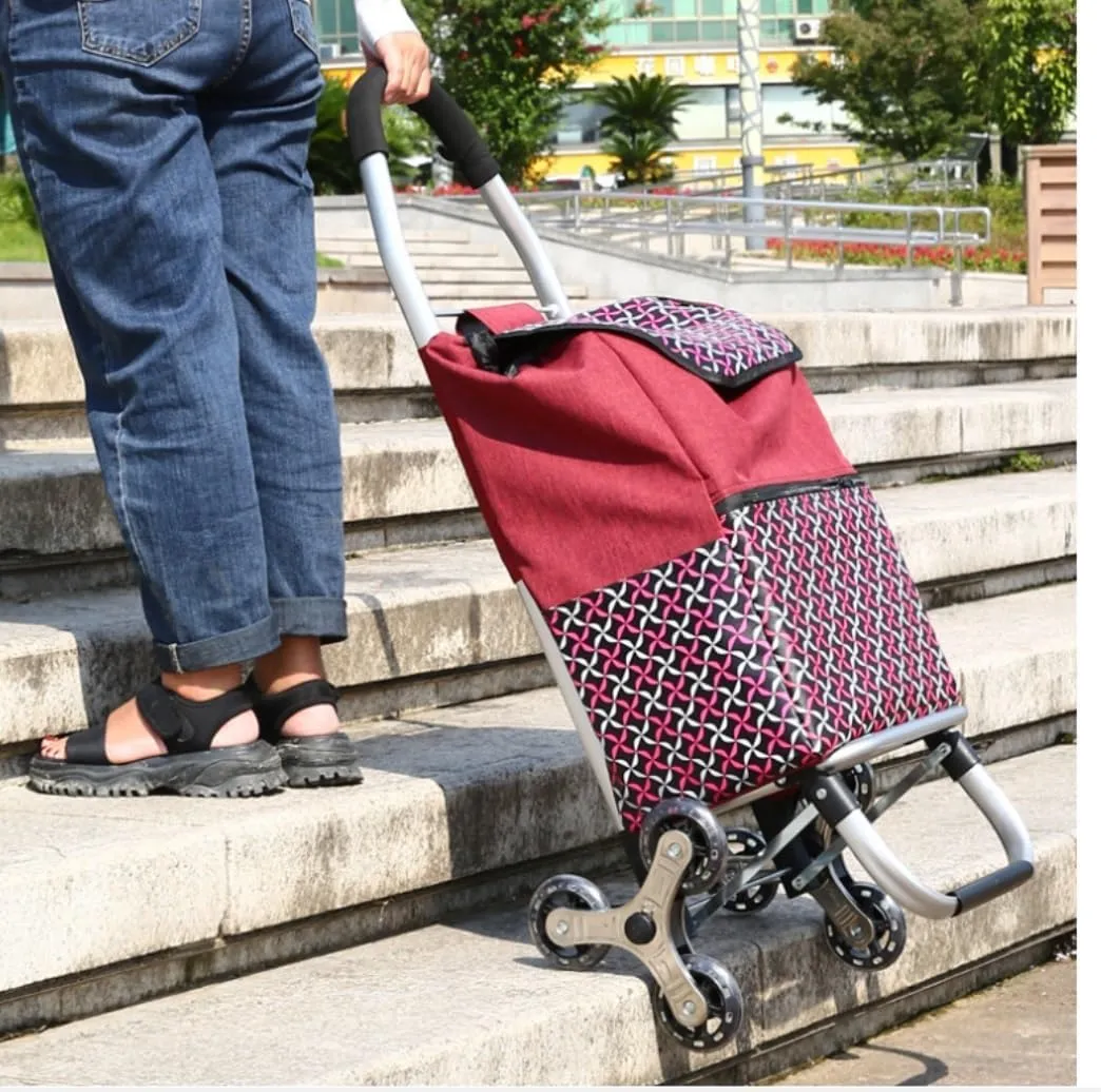 Folding Shopping Cart, Shopping Cart Foldable Shopping Trolleys Foldable Utility Cart with Climb Stairs Wheels and Elastic Rope Grocery Utility Carts(Color:C), 89*44cm