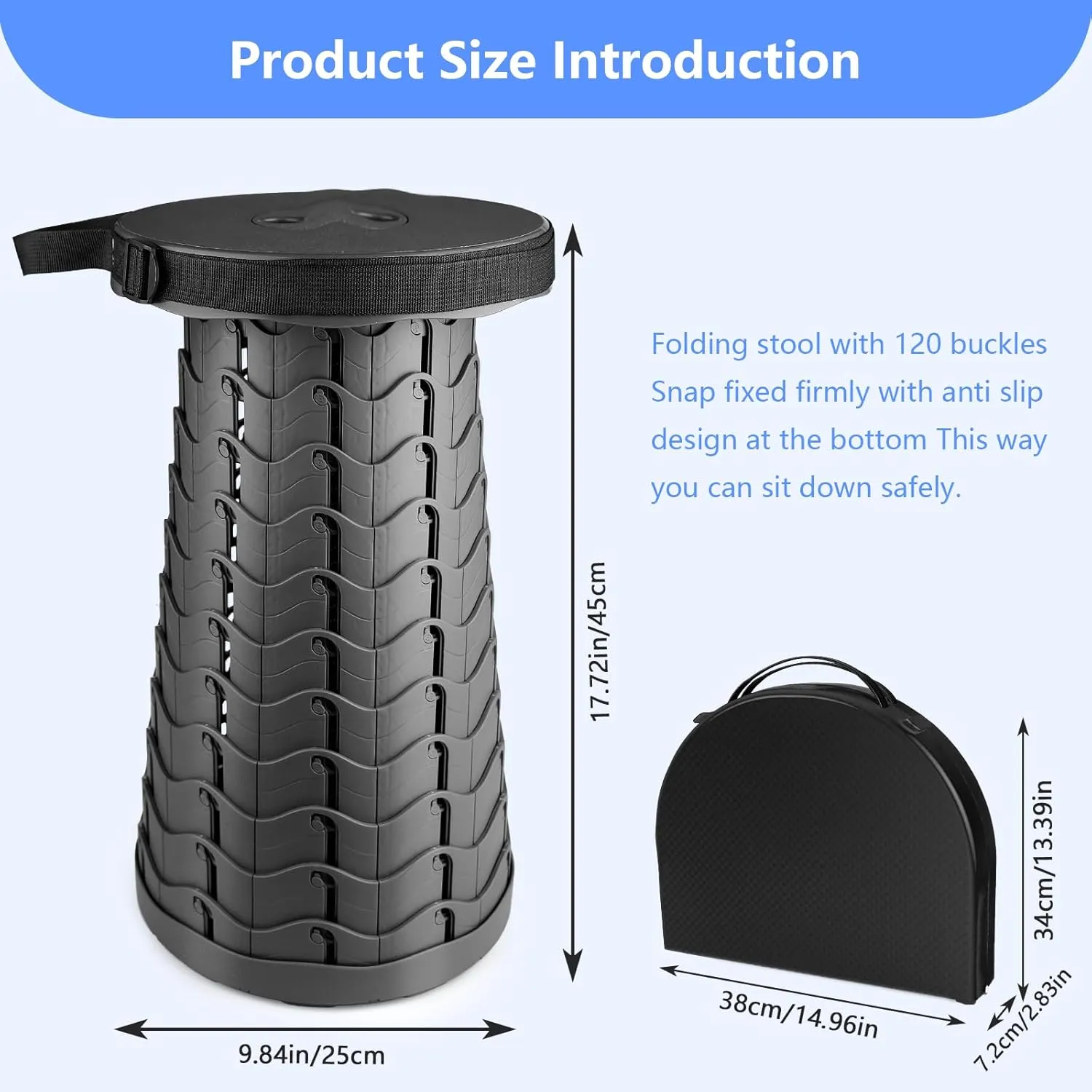 Folding Stool Upgradeable Folding Stool 440lb Load Capacity 2-in-1 Lightweight Portable Stool with Table Easy to Fold Outdoor Office, Picnic, Garden, BBQ, Party, Leisure Camping