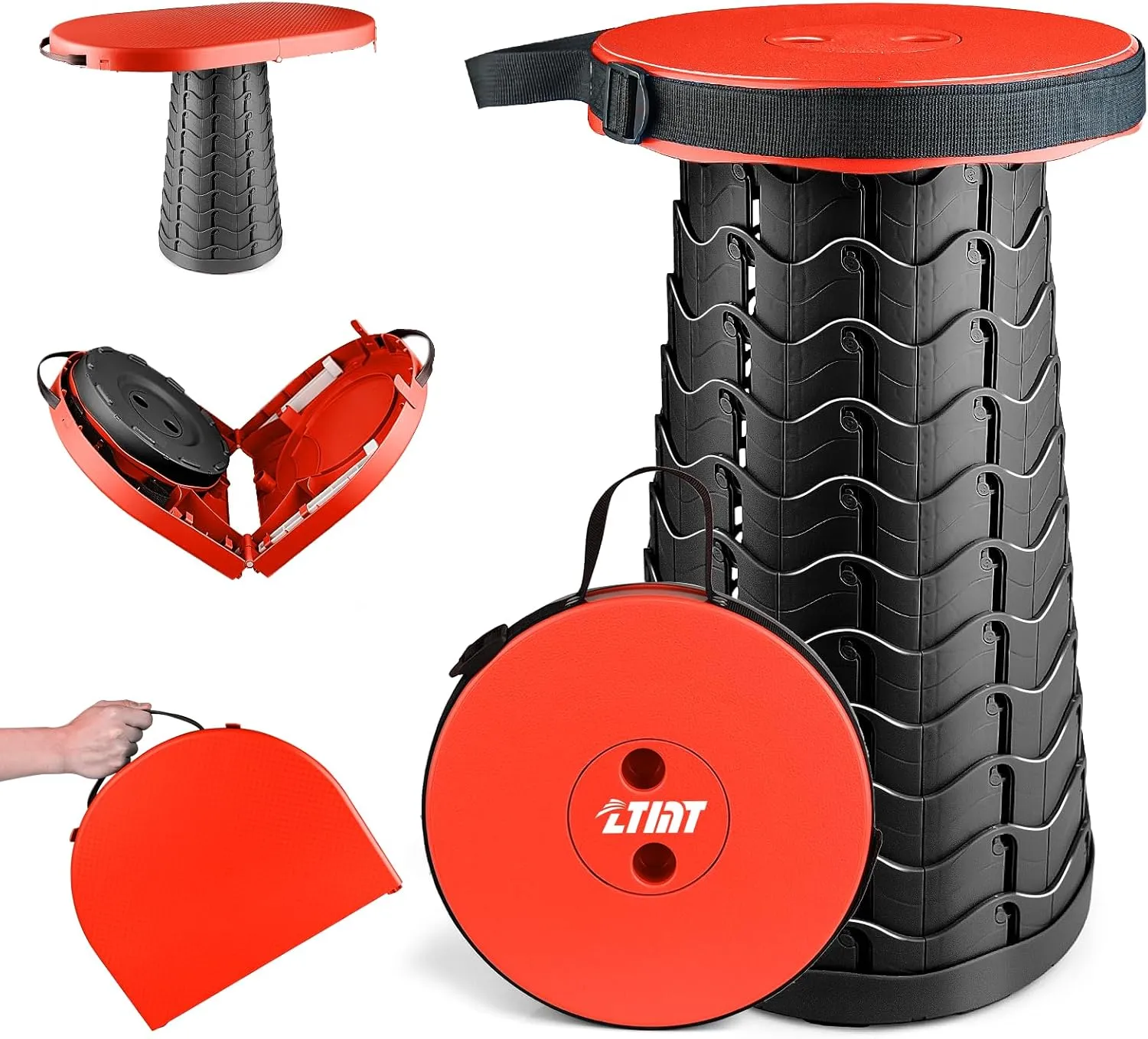Folding Stool Upgradeable Folding Stool 440lb Load Capacity 2-in-1 Lightweight Portable Stool with Table Easy to Fold Outdoor Office, Picnic, Garden, BBQ, Party, Leisure Camping