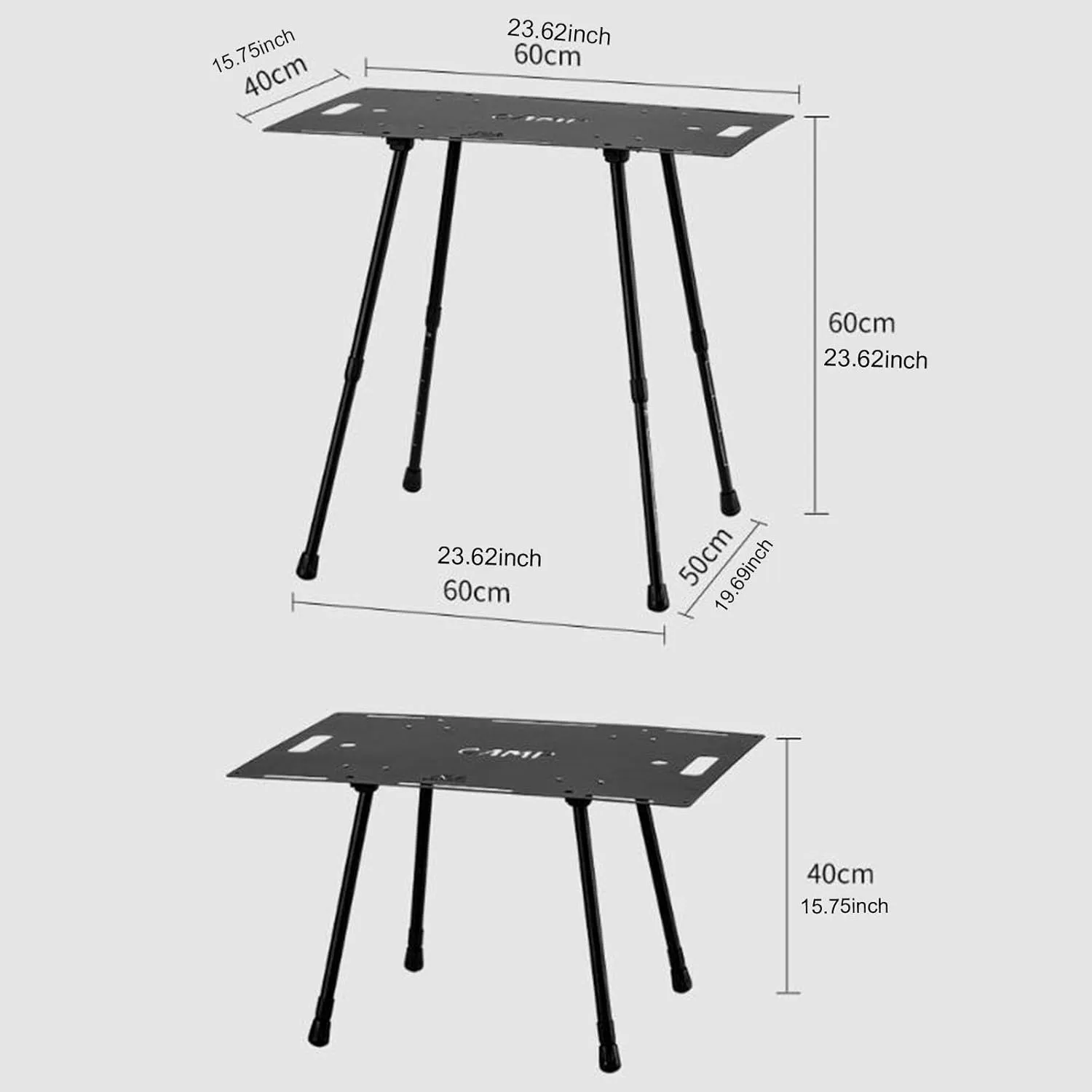 Folding Table Adjustable Height Aluminum Alloy Multifunctional Outdoor Camping Table for Backyard, Hiking, Travel, Garden, Black