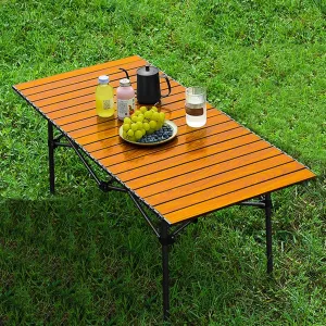 Folding Table Camping Table Picnic Table Aluminum Alloy Table with Easy Carry Bag for Outdoor Cooking, Beach (Color : A, Size : 96 * 57 * 50cm)
