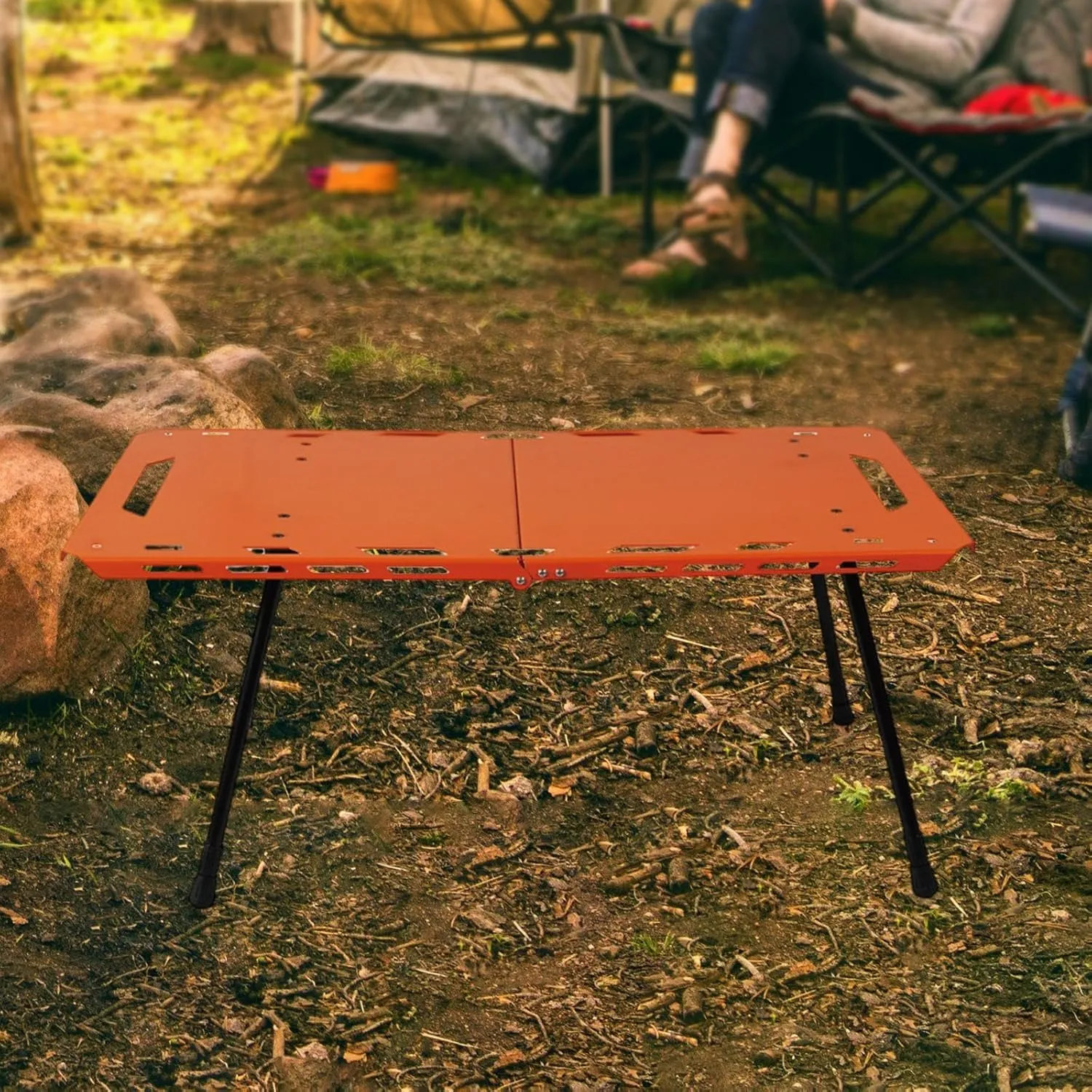 Folding Table Camping Table,Sturdy Portable Lightweight Desk Outdoor Table with Adjustable Legs for BBQ Backpacking Backyard