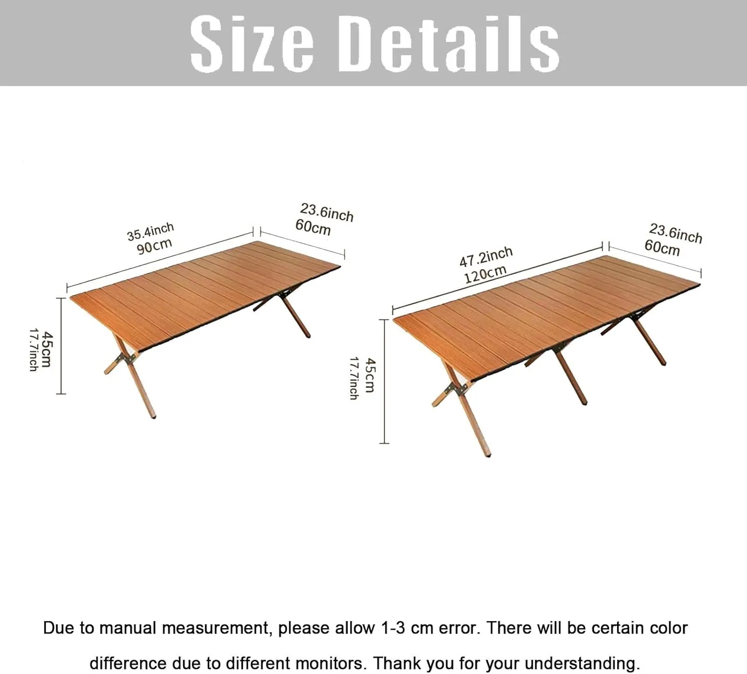 Folding Table Picnic Camping Table, Portable Roll Up Folding Dining Table, Lightweight Picnic Portable Table, for Travel Picnic Beach Party(Black,35.4 * 23.6 * 17.7in)