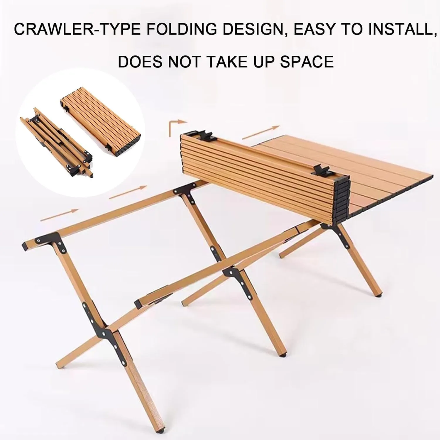 Folding Table Picnic Camping Table, Portable Roll Up Folding Dining Table, Lightweight Picnic Portable Table, for Travel Picnic Beach Party(Black,35.4 * 23.6 * 17.7in)
