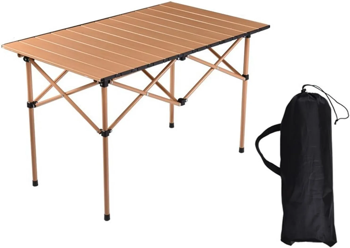 Folding Table, Portable Aluminum Roll-up Camping Table with Carrying Bags, Rectangular Camp Folding Table for Indoor & Outdoor Party, Picnic, Beach, BBQ, Garden, Backyard