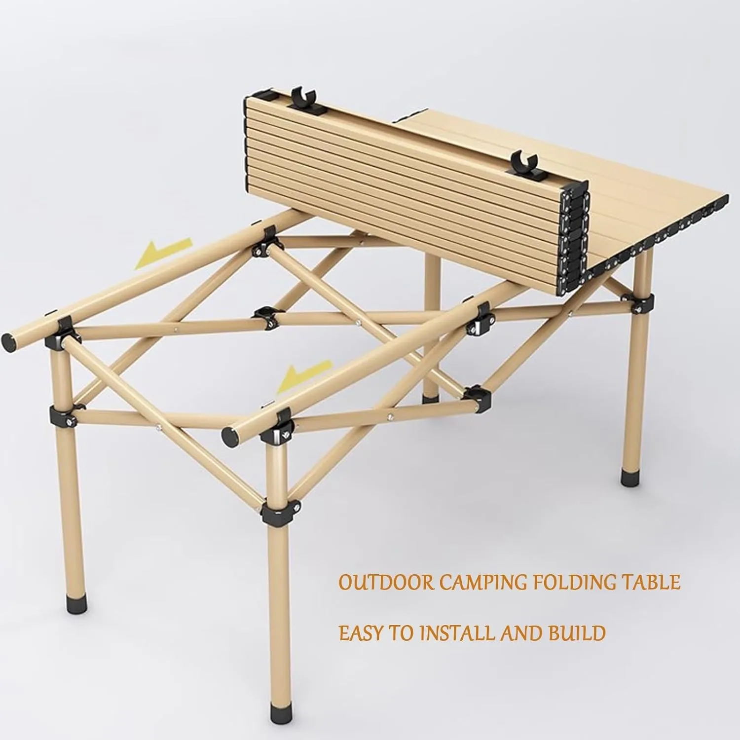 Folding Table, Portable Aluminum Roll-up Camping Table with Carrying Bags, Rectangular Camp Folding Table for Indoor & Outdoor Party, Picnic, Beach, BBQ, Garden, Backyard