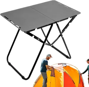 Folding Table - Portable Grill Table with Stable Structure, Stable Aluminum Table | Portable Picnic Table, Aluminum Metal Table, Portable Beach Table for Beach Picnic Camping Travel