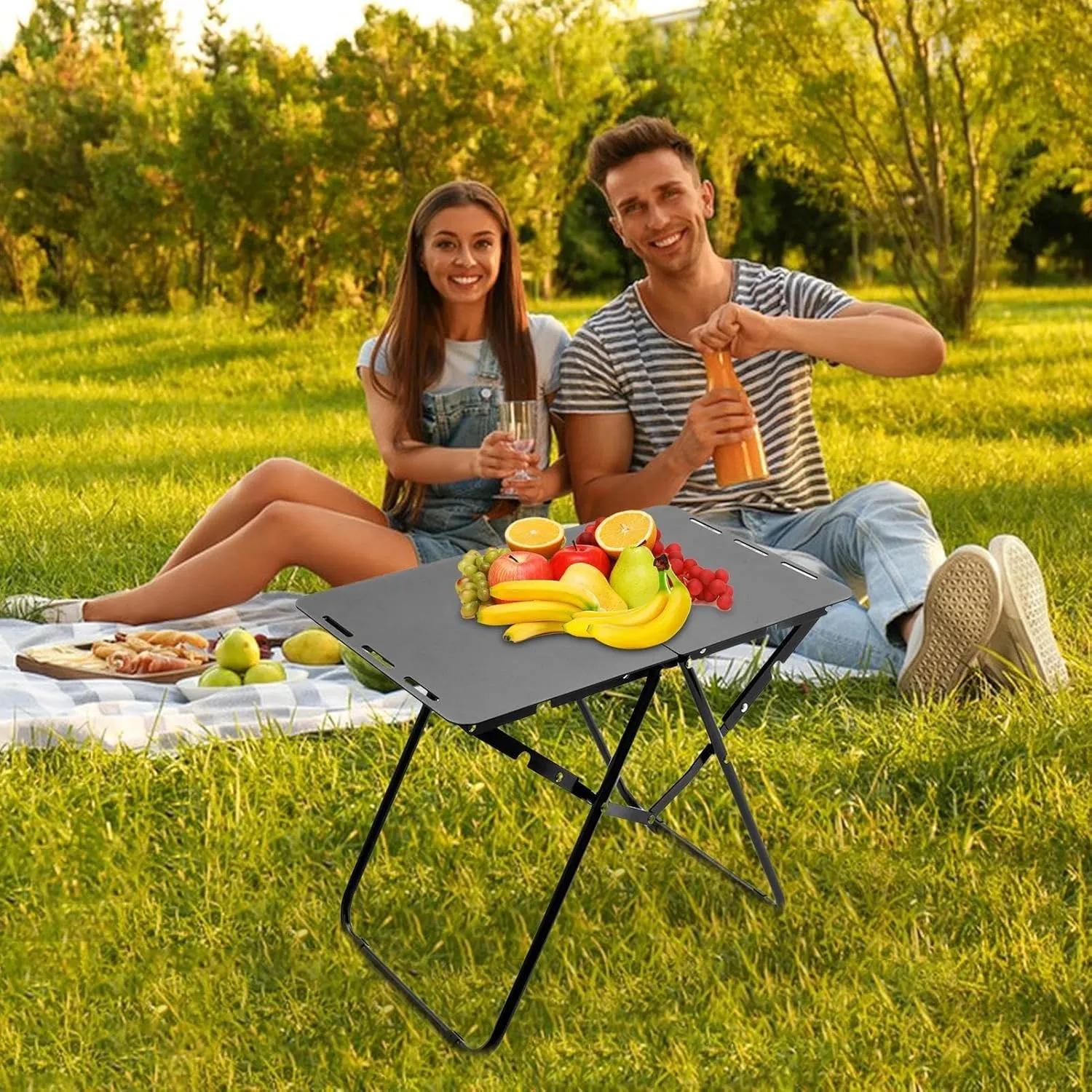 Folding Table - Portable Grill Table with Stable Structure, Stable Aluminum Table | Portable Picnic Table, Aluminum Metal Table, Portable Beach Table for Beach Picnic Camping Travel