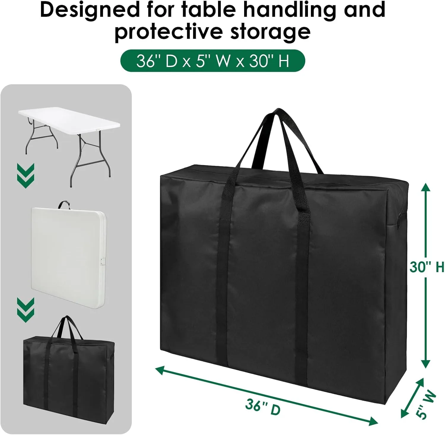 Folding Table Storage Bag, Portable Carry Bag for 6FT Folding Picnic/Camp Tables, Dustproof Poker Table Cover - 36" D x 5" W x 30" H