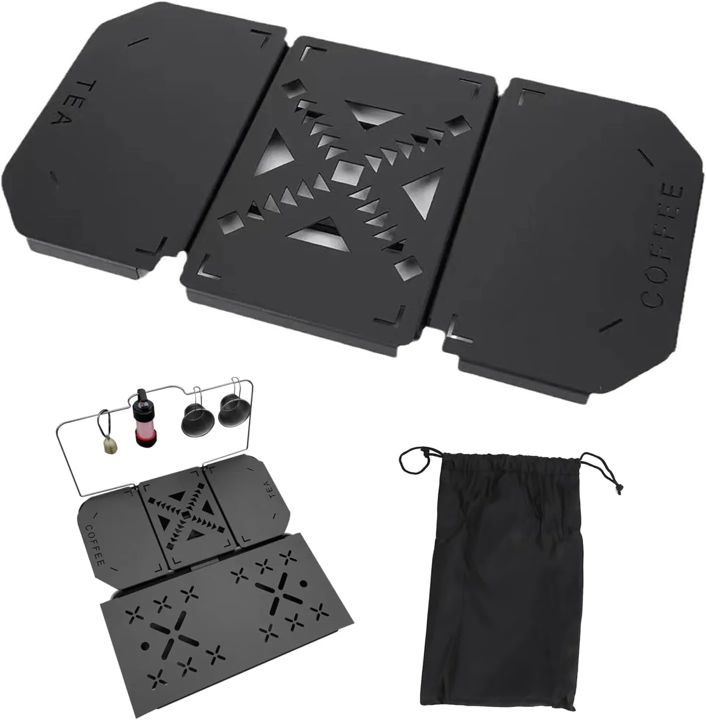 Folding Table Top for Stanley 9.4L Lunch Box, Professional Aluminium Alloy Portable Camping Table Board and Coffee Station for Fishing and Camping Gear, Black