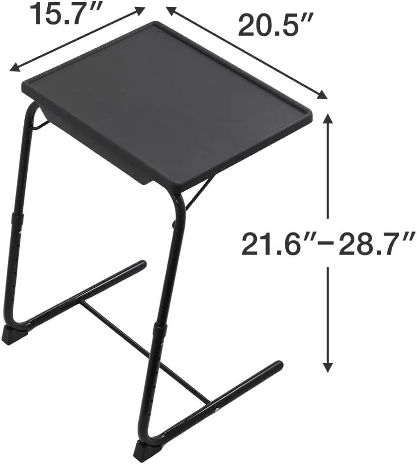 Folding TV Tray Table, Small Bedside Sofa Dinner Table with Cup Holder, Adjustable 6 Height & 3 Tilt Angle (White - 1 pc)