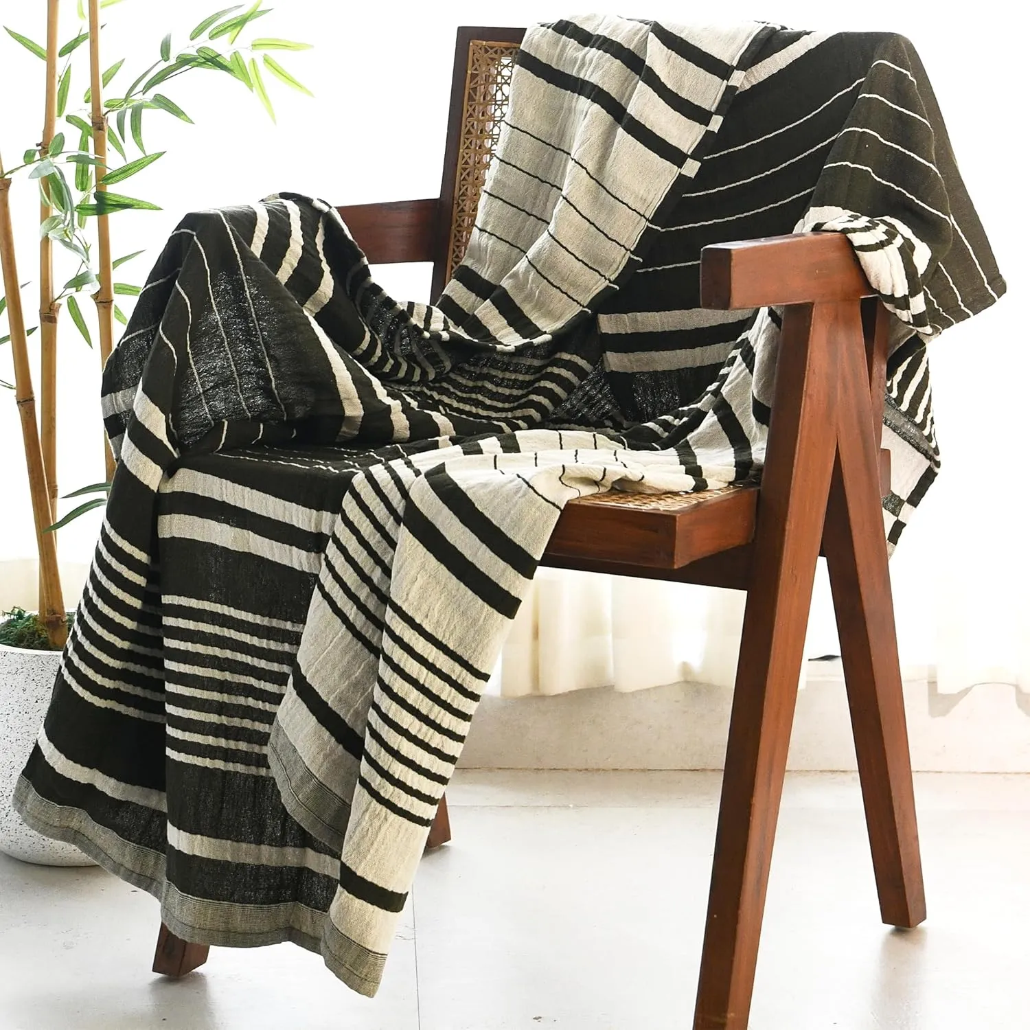 Folkulture 50" x 60" 100% Recycled Cotton Couch Blanket and Throws for Chair, Bed or Sofa, Green Throws for Home Decor