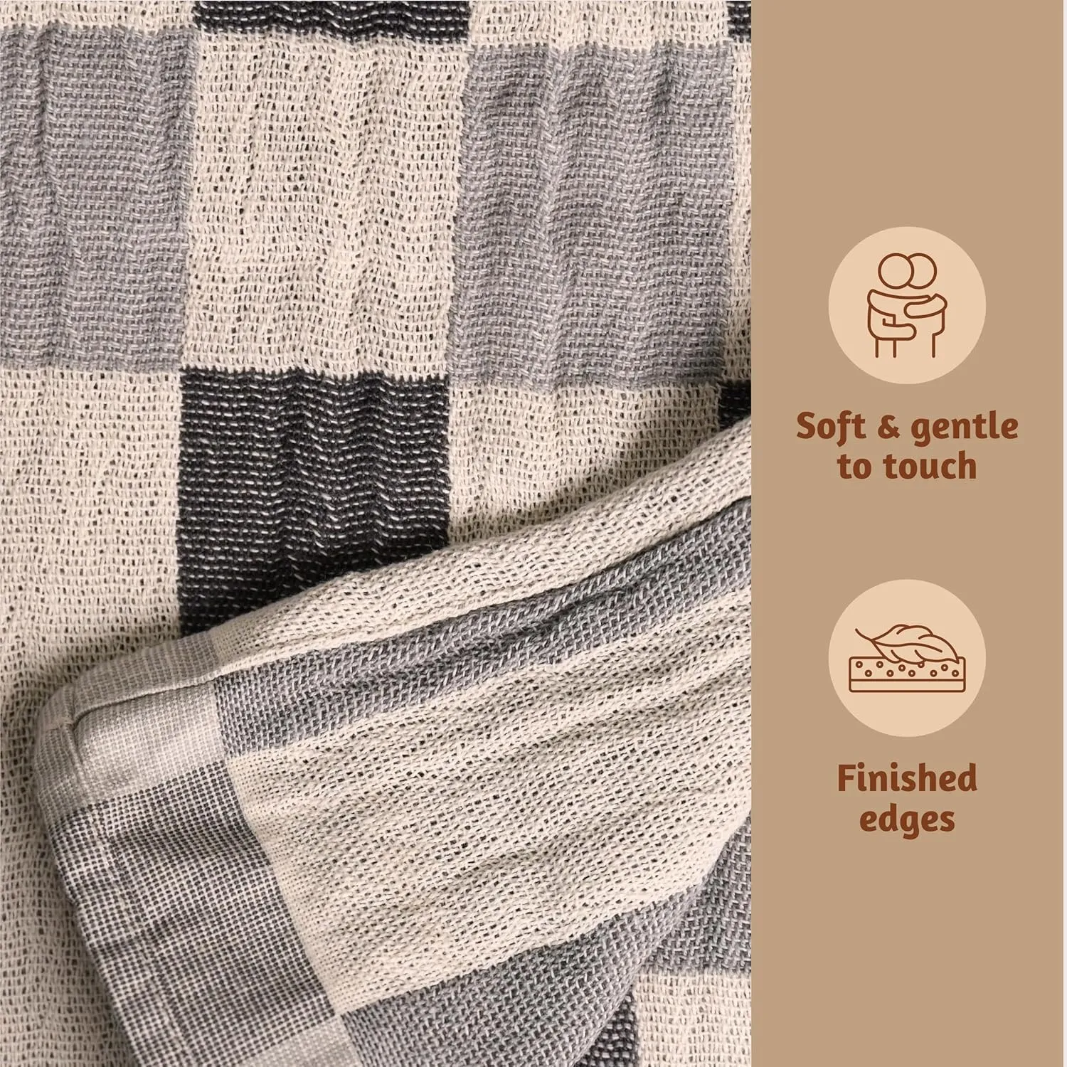 Folkulture Throw Blanket 50" x 60", 100% Recycled Cotton for Couch, Chair, Bed or Sofa - Soft Boho Blanket