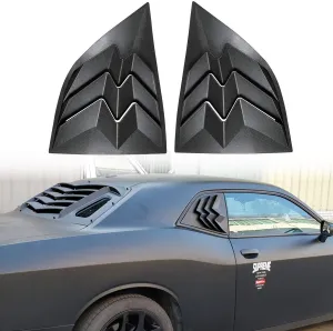 for 2008-2024 Dodge Challenger Side Window Scoop Louvers, ABS Window Visor Cover, Sun Rain Shade Vent Matte Black