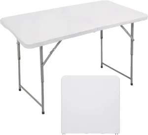 FORUP Folding Utility Table, 4ft Fold-in-Half Portable Plastic Picnic Party Dining Camp Table