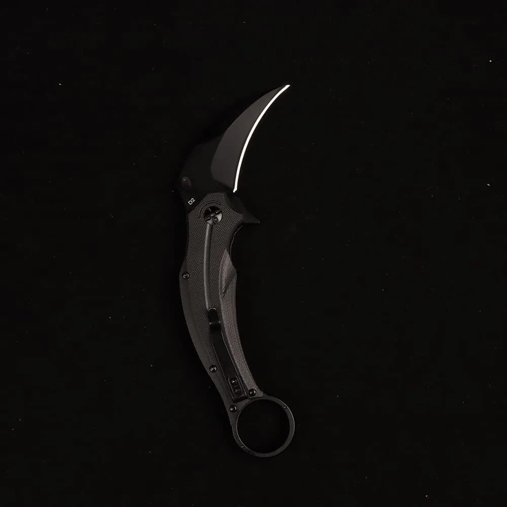 fox folding claw D2 steel outdoor survival camping knife (black blade)