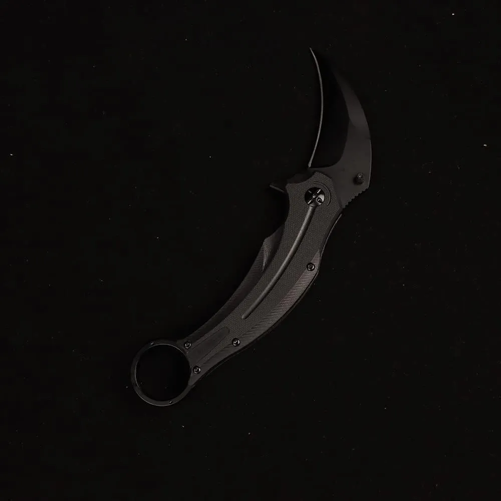 fox folding claw D2 steel outdoor survival camping knife (black blade)