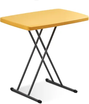 FQWYNMZ Folding Picnic Table for Outdoor, Portable Fold-in-Half Plastic Dining Picnic Party Table with 6 Levels of Height Adjustment, Small End Table for Camping and Picnics(Yellow)