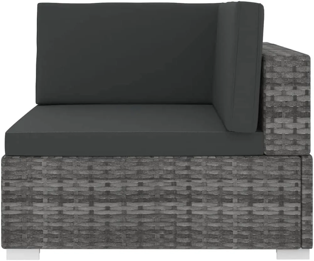 Front Porch Chairs, Outdoor Lounge Chair,Sectional Corner Chair with Cushions, Easy to Clean Suitable for Patio, Deck, Front Porch, Garden Poly Rattan Gray