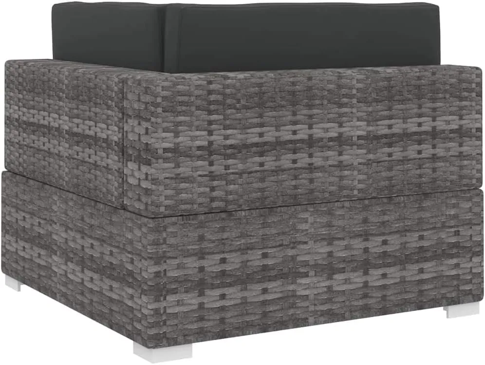 Front Porch Chairs, Outdoor Lounge Chair,Sectional Corner Chair with Cushions, Easy to Clean Suitable for Patio, Deck, Front Porch, Garden Poly Rattan Gray
