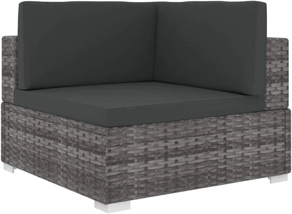 Front Porch Chairs, Outdoor Lounge Chair,Sectional Corner Chair with Cushions, Easy to Clean Suitable for Patio, Deck, Front Porch, Garden Poly Rattan Gray